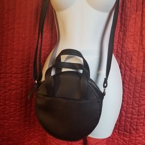 Faux leather cross-body circle bag